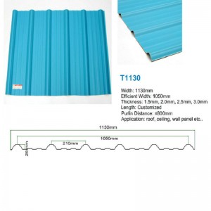 T1130 sininen ASA PVC UPVC -kattolaatat trapetsoidulla aallotetulla muovikatolla